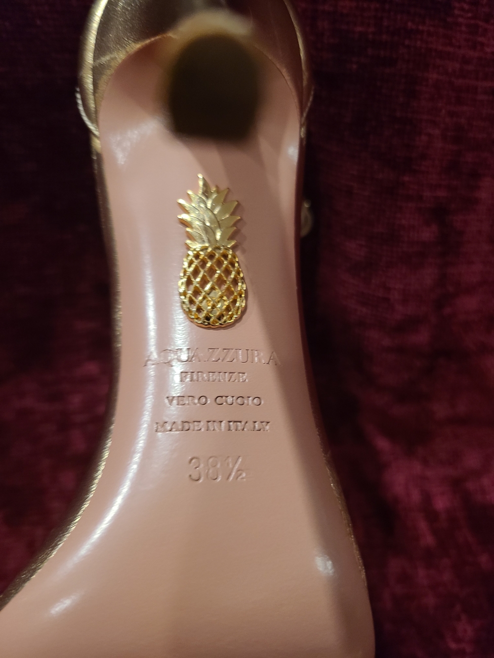 Aquazzura Metallic Strappy Gold Leather Pointed Toe Stiletto Heels Size 8 - Picture 14 of 15